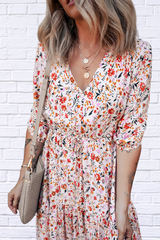 Boho Half Sleeve Floral V-Neck Maxi Dress – Free-Spirited Elegance for Every Occasion