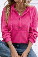 Button-Front Drawstring Hoodie