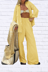 Striped Button Up Shirt and Pants Set