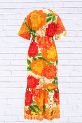 Floral Print V-Neck Maxi Dress