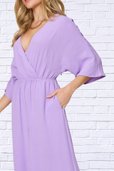 Double Take Full Size Surplice Wide Leg Jumpsuit with Pockets