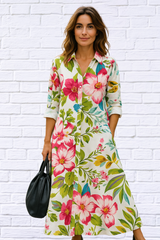 Chic Floral Print Long Sleeve Dress