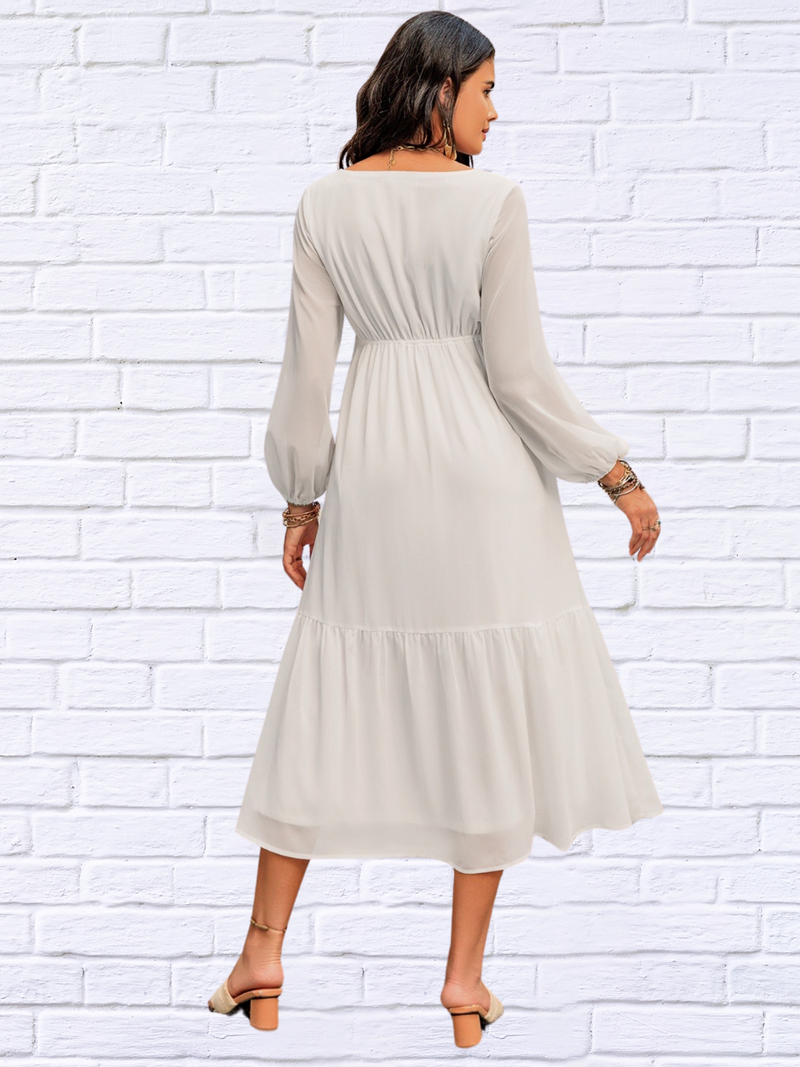 Skylo Printed Square Neck Balloon Sleeve Dress