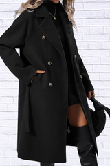 Double-Breasted Tie Waist Coat