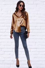 Collared Neck Buttoned Long Sleeve Shirt