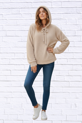 POL Cozy Textured Drawstring Hoodie