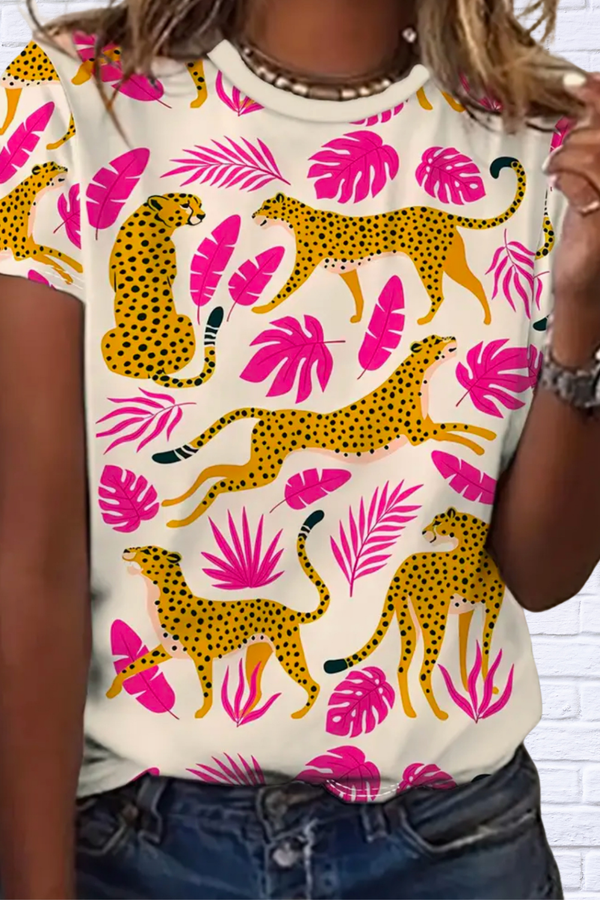 Leopard and Leaves T-Shirt
