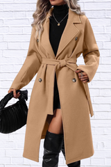 Double-Breasted Tie Waist Coat