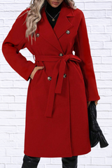 Double-Breasted Tie Waist Coat