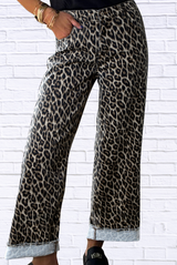 Leopard Straight Loose Leg Jeans