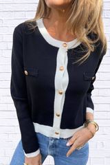Contrast Trim Button Up Cardigan