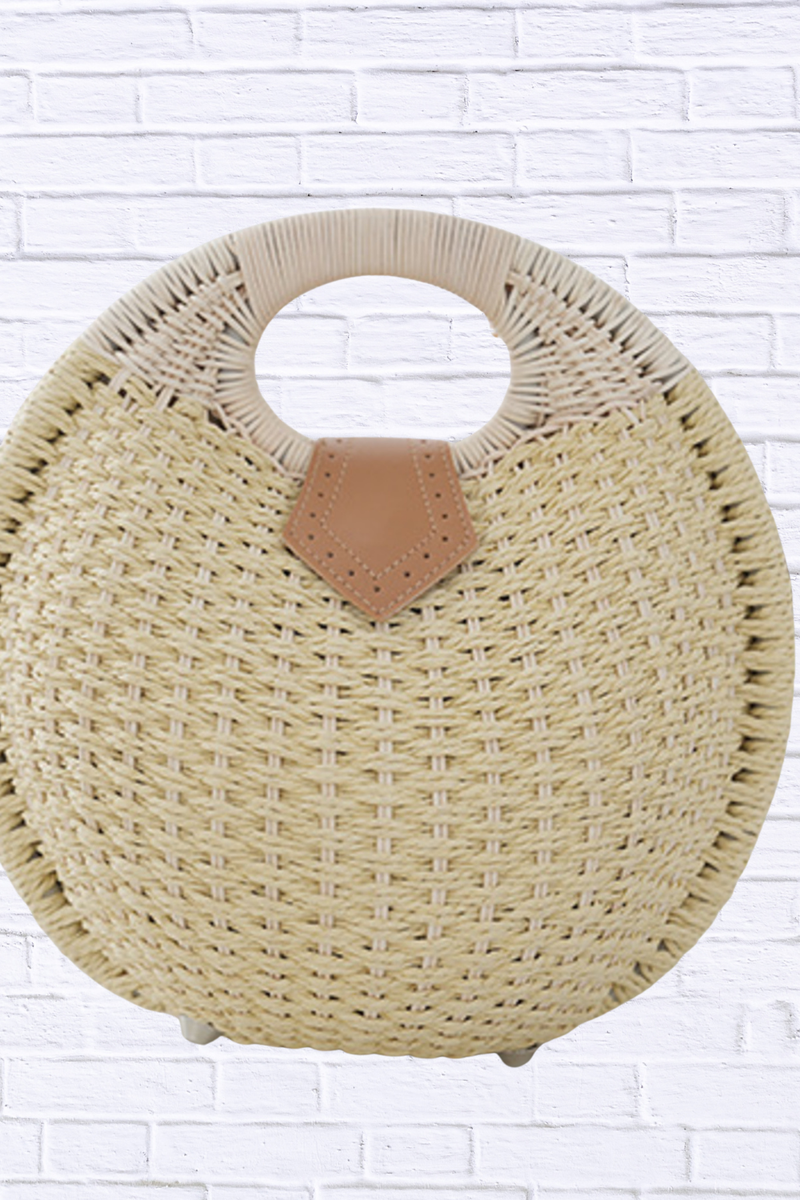 Straw Braided Round Handbag