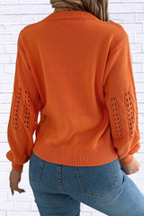Hollow Out Eyelet Long Sleeve Sweater