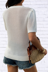 Floral Embroidered Crochet Knit Top