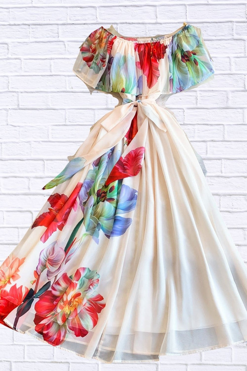 Floral Off-Shoulder A-Line Dress for Women