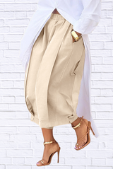 Plus Size Wide Leg Pleated Detail Cropped Pants