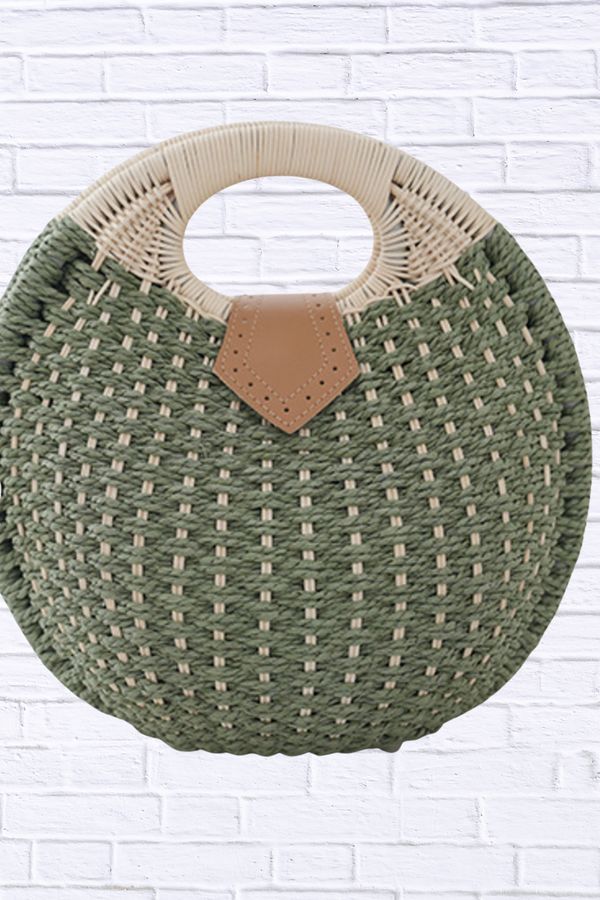 Straw Braided Round Handbag