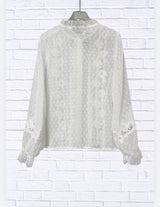 Lace Trimmed Swiss Dot Shirt