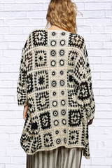 Open Front Crochet Cardigan with Granny Square Pattern