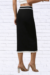 Contrast Trim Skirt (Black & White Trim Midi Skirt)