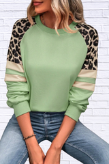 Leopard Round Neck Raglan Sleeve Sweatshirt