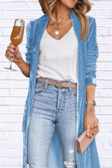 Open Front Long Sleeve Longline Cardigan