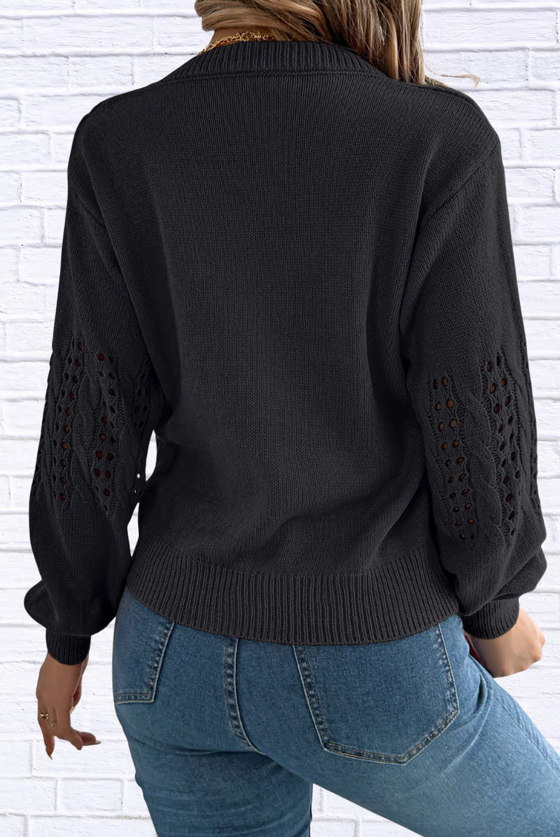 Hollow Out Eyelet Long Sleeve Sweater