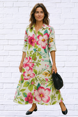 Chic Floral Print Long Sleeve Dress
