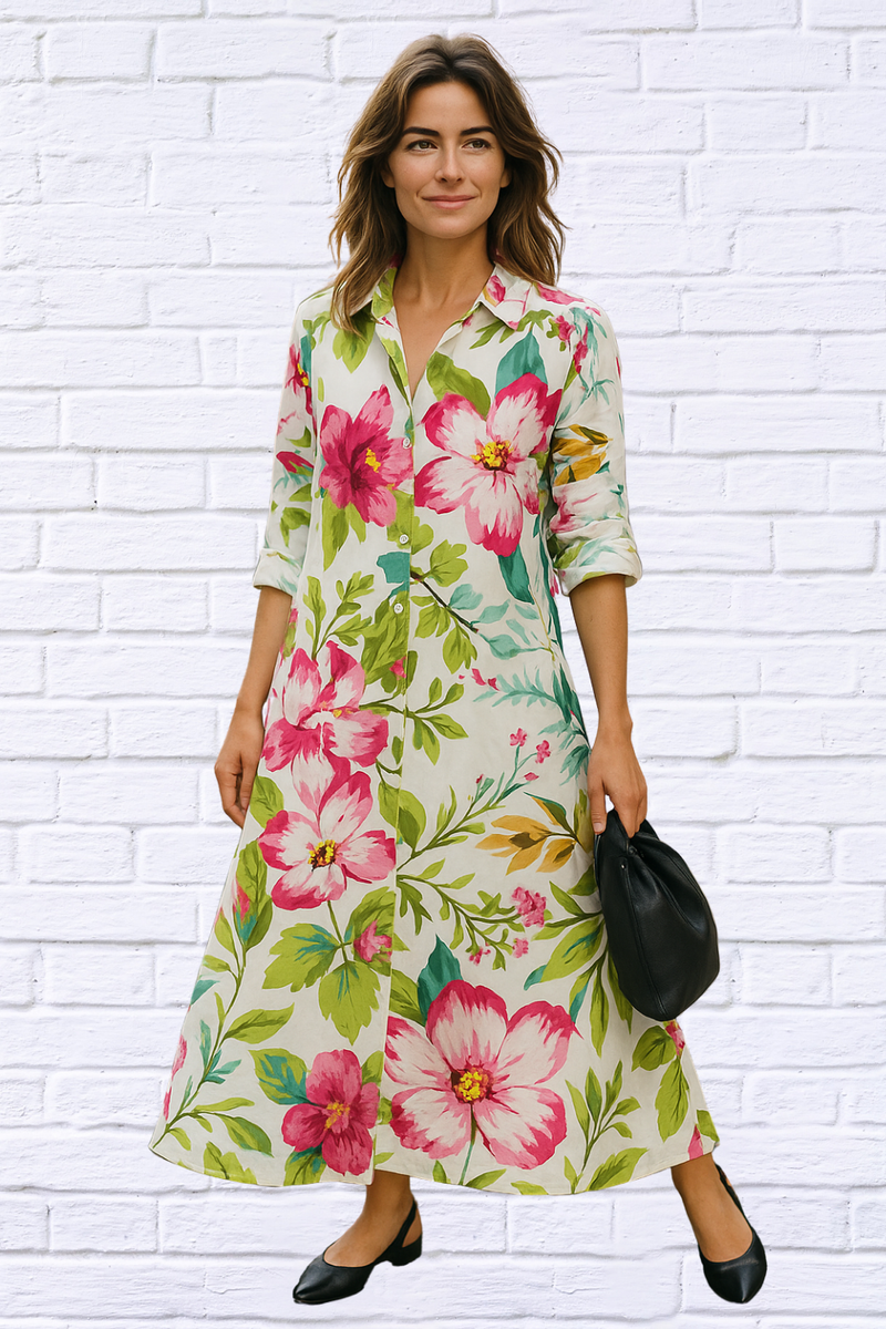 Chic Floral Print Long Sleeve Dress