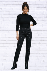 Black Cotten Sateen Stretch Pants