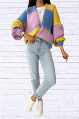 Color Block Open Front Cardigan