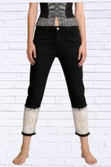 Full Size Lace Trimmed Capri Jeans Plus Size