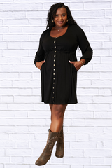Scoop Neck Empire Waist Long Sleeve Magic Dress