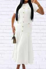 Textured Knit Short Sleeve Dress