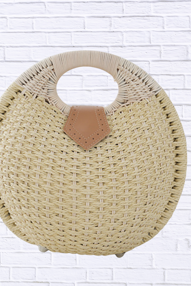 Straw Braided Round Handbag