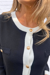Contrast Trim Button Up Cardigan