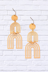Cutout metal arch drop earrings with color covering