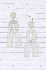 Cutout metal arch drop earrings with color covering