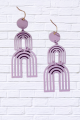 Cutout metal arch drop earrings with color covering