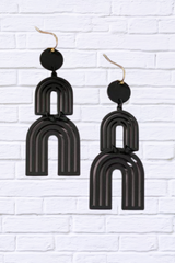 Cutout metal arch drop earrings with color covering