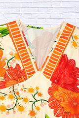 Floral Print V-Neck Maxi Dress