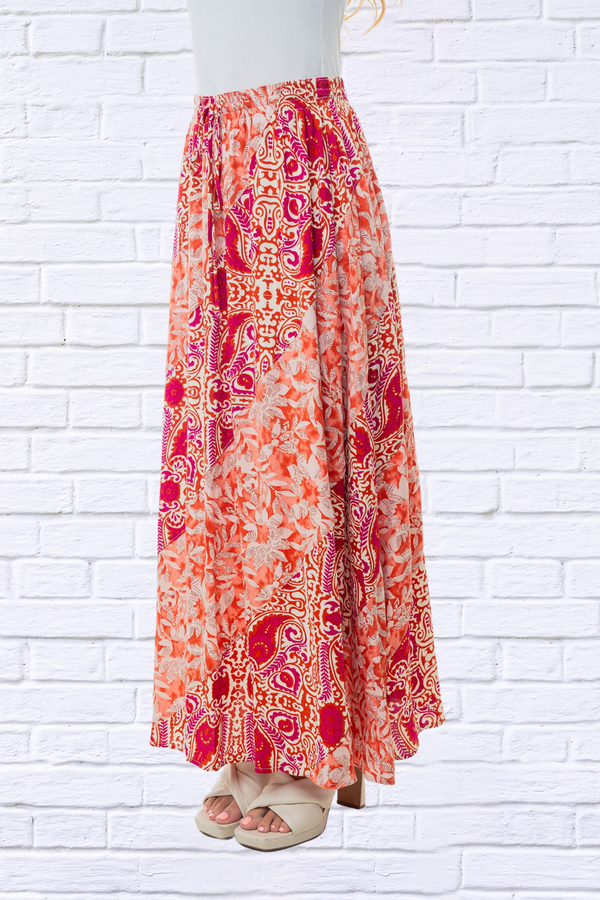 White Birch Full Size High Waisted Floral Woven Skirt