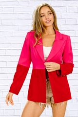 Color Block Peak Lapel Single Blazer