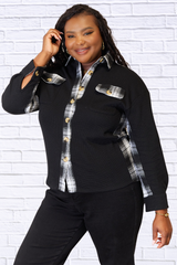 Mandy Plaid Collared Dropped Shoulder Jacket