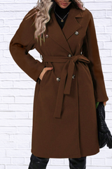 Double-Breasted Tie Waist Coat