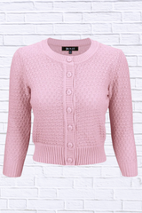 3/4 Sleeve Cute Pattern Cropped Cardigan Sweater