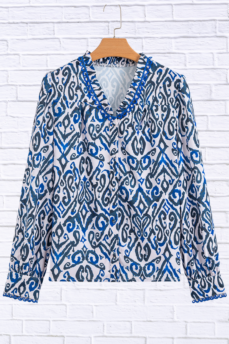 Paisley Print Long Sleeve Blouse