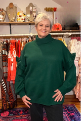 Turtleneck Dropped Shoulder Sweater – Women’s Oversized Knit Pullover for Cozy Effortless Style