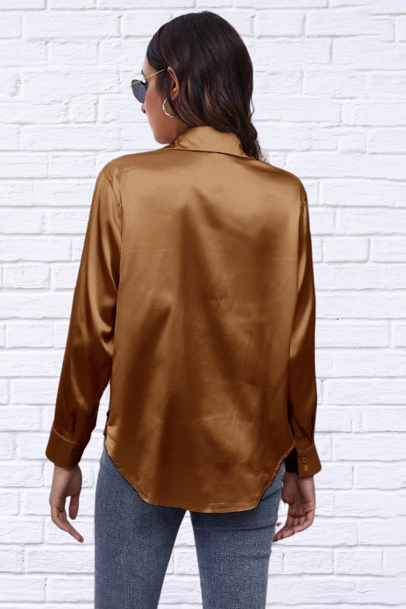 Collared Neck Buttoned Long Sleeve Shirt