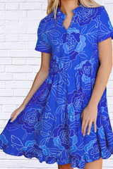 Ruffled Hem Short Sleeve Flowy Mini Dress